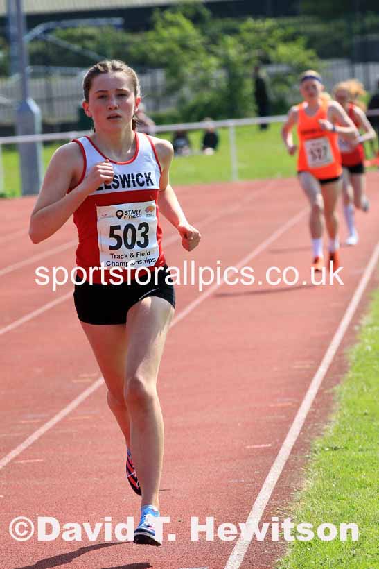 Womens Under-17s 3000 metres, 2023 North Eastern Track and Field Champs., Middlesbrough Sports Village, Middlesbrough. Photo: David T. Hewitson/Sports for All Pics